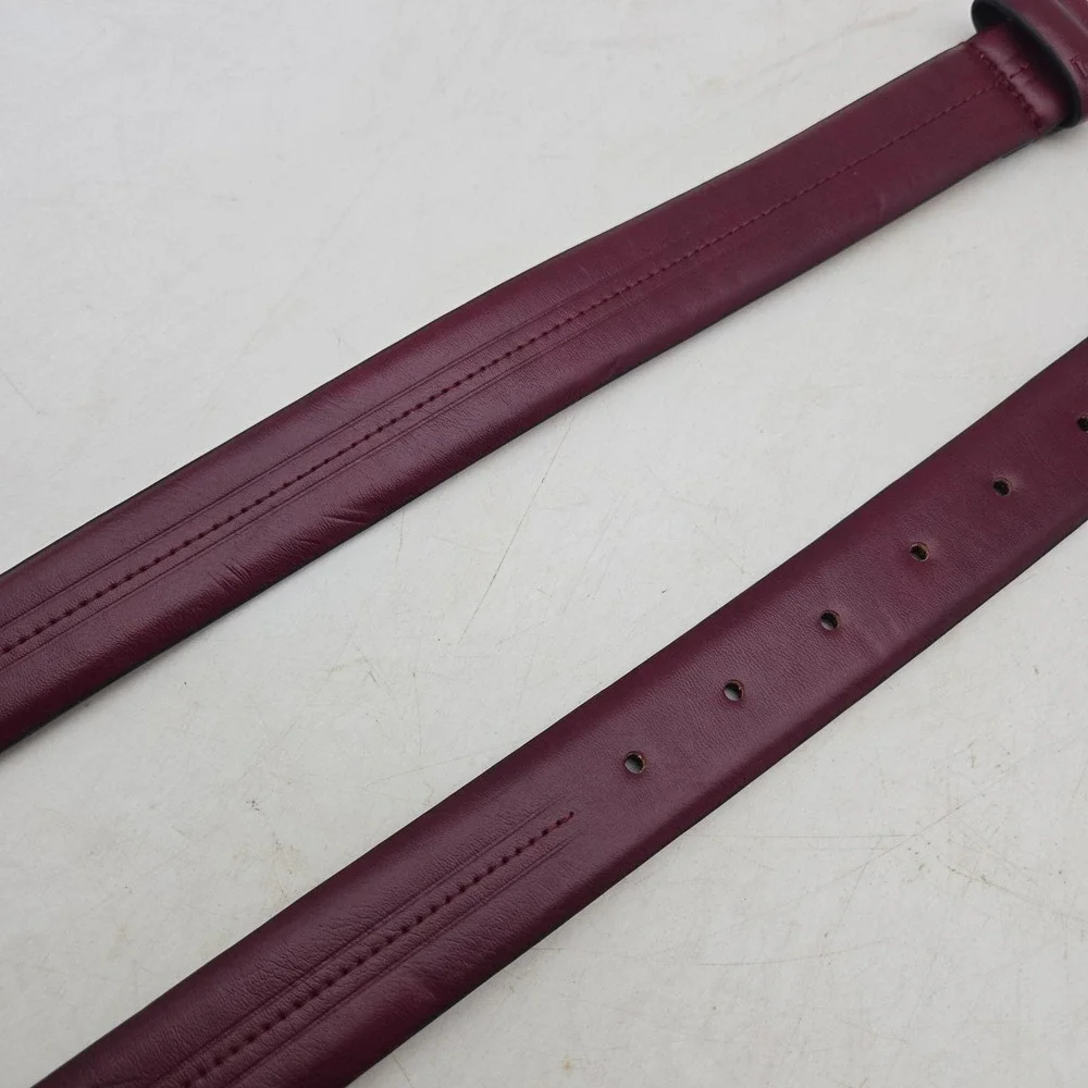Chaps Ralph Lauren Belt Red Synthetic Leather Mens 38 Nickel Buckle NWOT